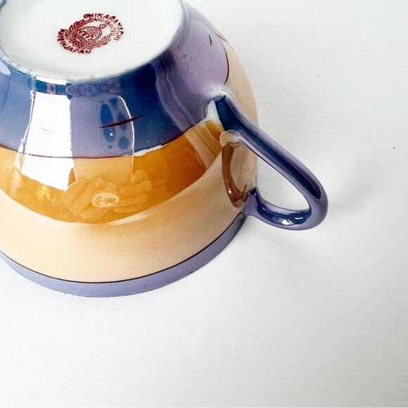 Vintage Chikaramachi Lavender & Peach Bird Floral Hand Painted Teacup Saucer Set - Picture 11 of 15